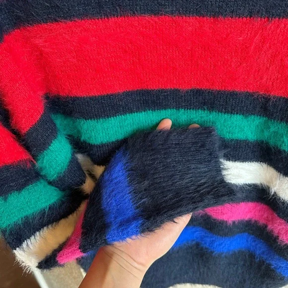 A new day Fuzzy Multicolor Striped Crew Neck Sweater - Picture 4 of 6